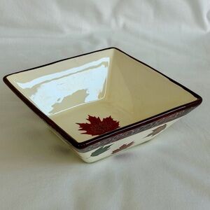 Vintage Certified International Square Ceramic Bowl with Maple Leaf Design